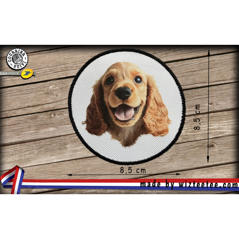 écussons Cokers face dog brodés à coudre ou à thermocoller