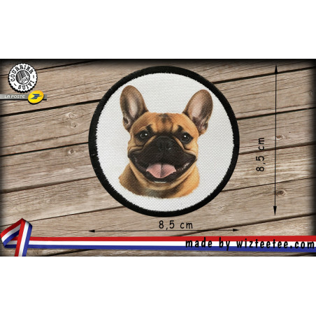 écussons Bouledogue francais face dog brodés à coudre ou à thermocoller