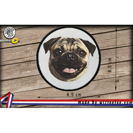 écussons pug face dog brodés à coudre ou à thermocoller